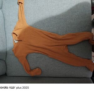 Orange Ribbed Baby Onesie